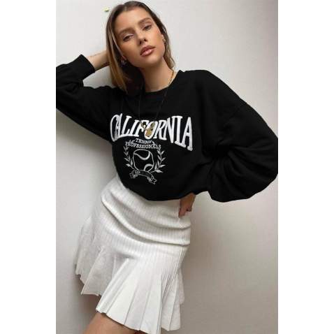 Mad Girls Black Sweatshirt MG1112 - Siyah