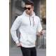 White Quilted Hoodie Sweatshirt 6021 - Beyaz