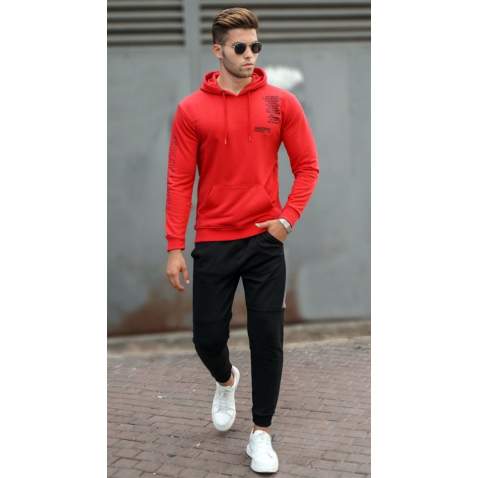 Madmext Men Printed Red Sweatshirt 5313 - Kırmızı