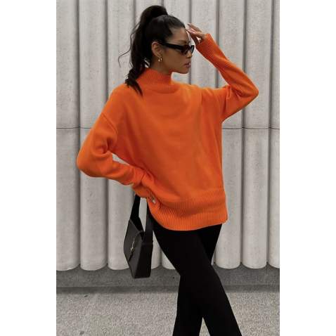 Mad Girls Turtleneck Orange Sweater MG1252 - Turuncu