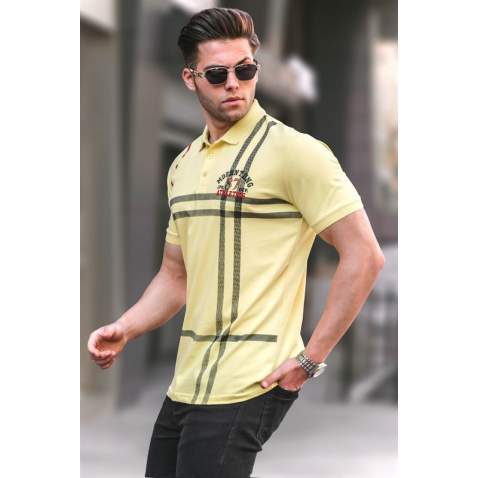 Men Designed Yellow Polo T-Shirt 5872 - Sarı