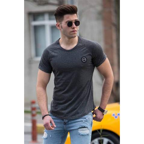 Madmext Grey Rapped T-shirt for Men 4058 - Antrasit