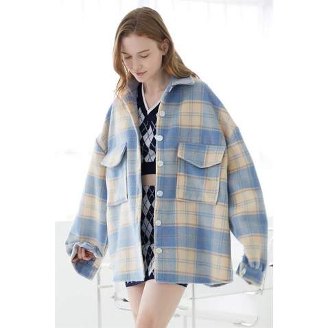 Mad Girls Oversize Turquiose Lumberjack Shirt MG042 - Turkuaz