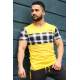 Madmext Yellow Plaid T-shirt for Men 3004 - Sarı