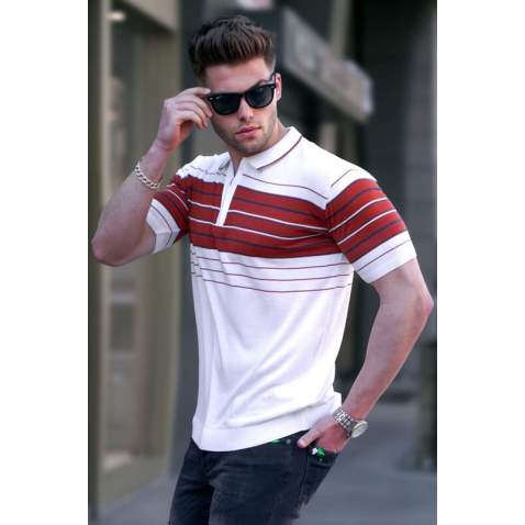 Men White Polo T-Shirt 5733 - Beyaz