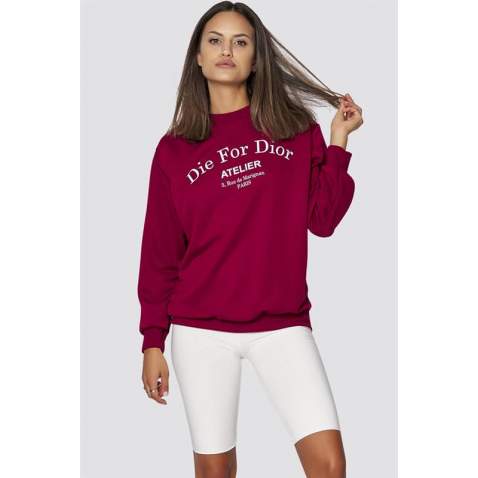 Mad Girls Maroon Printed Women Sweatshirt MG775 - Bordo