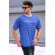 Madmext Men Striped Blue T-shirt 5801 - Mavi