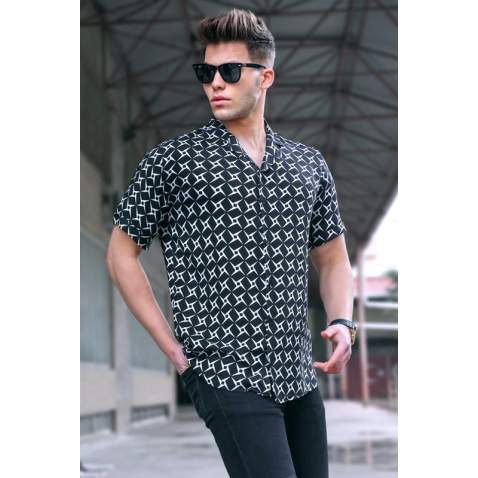 Madmext Men Designed Black Shirt 5537 - Siyah