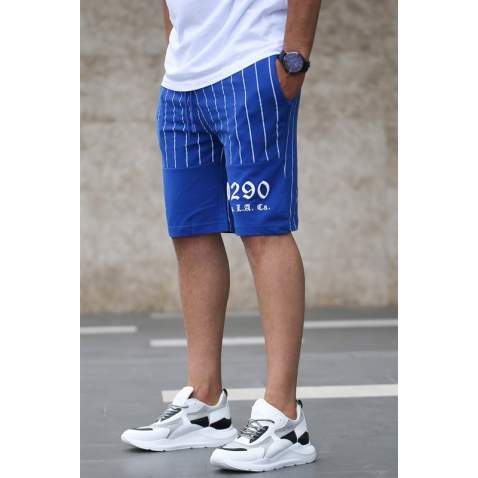 Madmext Saxe Striped Capri for Men 2909 - Sax mavi