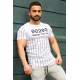 Madmext White Striped T-shirt for Men 2863 - Beyaz