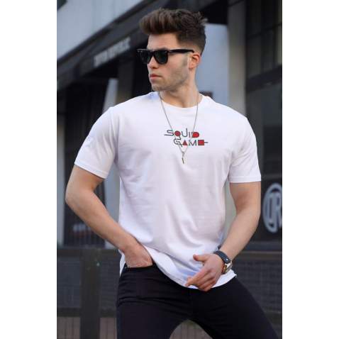 Madmext Men Printed White T-shirt 5383 - Beyaz