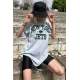 Women Printed Oversize Gray T-Shirt MG1226 - Gri