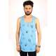 Madmext Printed Blue Tank Top 2329 - Mavi