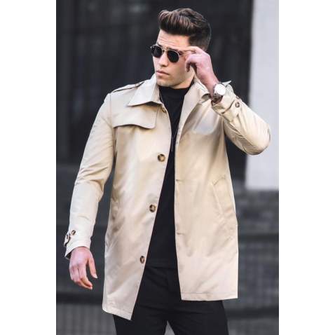 Madmext Men Beige Trench Coat 5108 - Bej