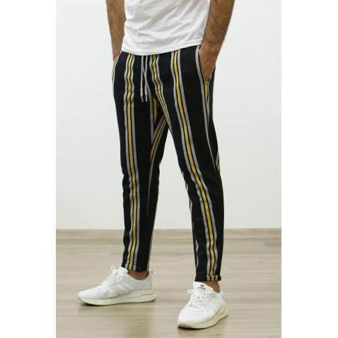 Madmext Black-Yellow Striped Sweatpants 4086 - Sarı