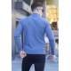 Royal Blue Mock Turtleneck Knitwear Sweater 5969 - Havacı mavi