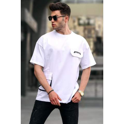 Men Oversize White T-Shirt 5833 - Beyaz