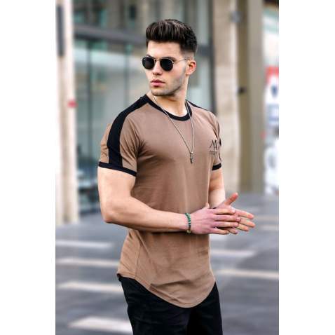 Madmext Men Printed Brown T-Shirt 4472 - Kahverengi