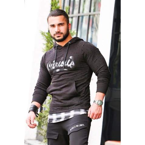 Madmext Men Black Hoodie Sweatshirt 2765 - Siyah