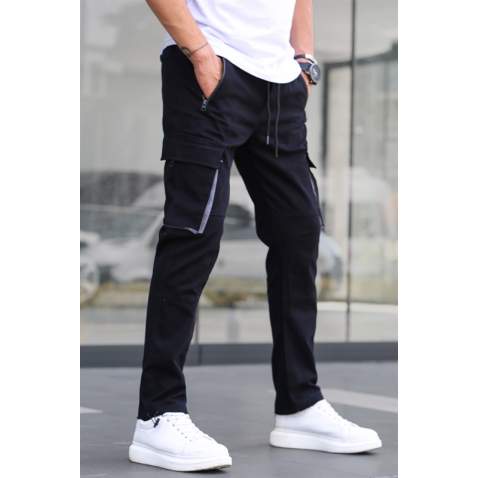 Black Jogger Trousers with Cargo Pockets 5791 - Siyah