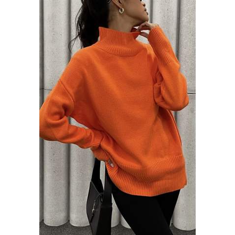 Mad Girls Turtleneck Orange Sweater MG1252 - Turuncu