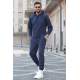 Navy Blue Hoodie Basic Tracksuit 5908 - Lacivert