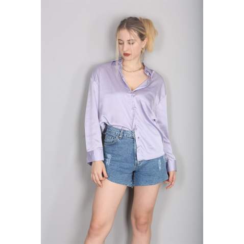 Mad Girls Lilac Satin Shirt MG1104 - Lila