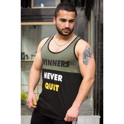 Madmext Winners Never Quit T-shirt for Men 4001 - Siyah