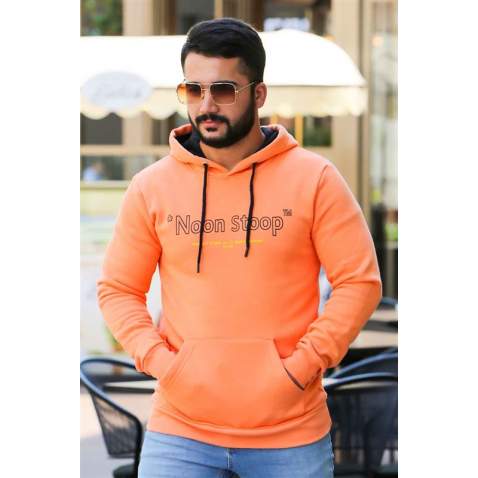 Madmext Orange Printed Hoodie 4157 - Turuncu