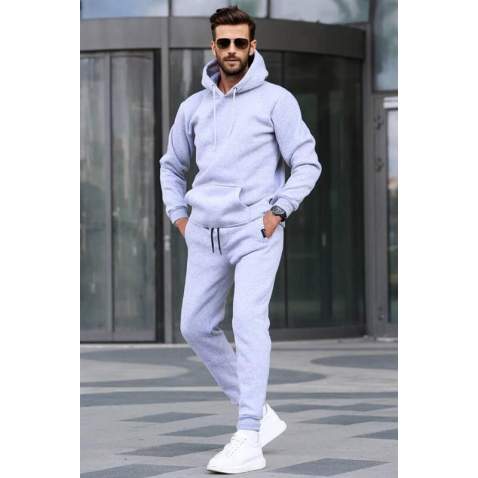 Marl Gray Hoodie Basic Tracksuit 5905 - Grimelanj