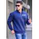 Navy Blue Printed Zipped Sweatshirt 6001 - Lacivert