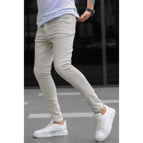 Men Light Beige Slim Fit Jeans - Açık bej