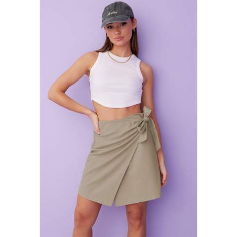 Women Beige Basic Skirt Short - Bej