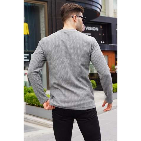 Gray Basic Sweater 6007 - Gri