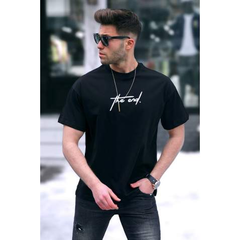 Madmext Men Embroided Black T-shirt 5380 - Siyah