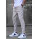 Beige Designed Slim Fit Jogger Trousers 5470 - Bej