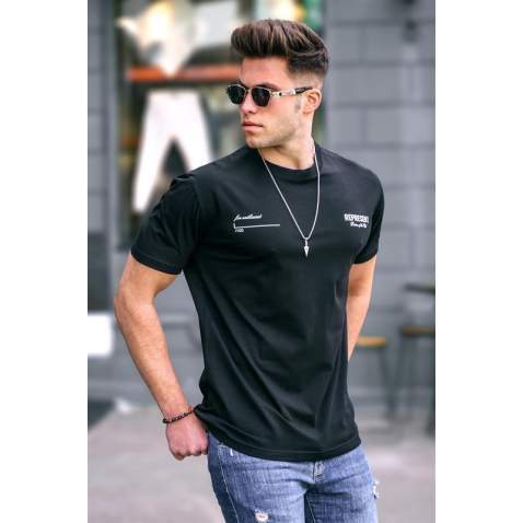 Madmext Men Printed Black T-shirt 5805 - Siyah