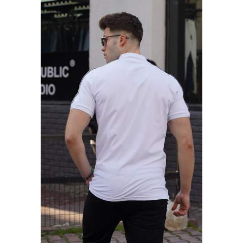 Men White Polo T-Shirt - Beyaz