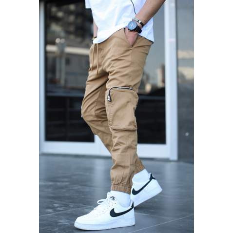 Madmext Men Cargo Tan Brown Trousers 5650 - Taba