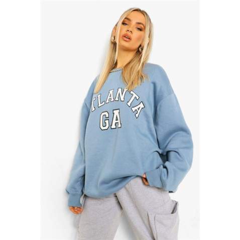 Mad Girls Printed Blue Sweatshirt MG776 - Mavi