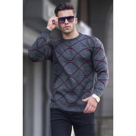 Anthracite Designed Knitwear Sweater 5988 - Antrasit