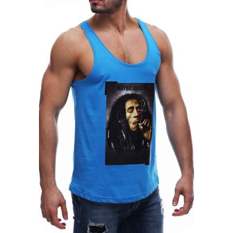 Madmext Turquoise Bob Marley's Printed T-shirt for Men 2634 - Turkuaz