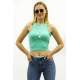 Mad Girls Mint Green Crop Top MG361 - Mint yeşili