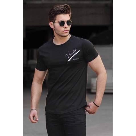 Madmext Black Printed T-shirt for Men 4627 - Siyah