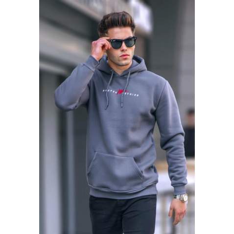 Smoke Gray Basic Hoodie Sweatshirt 6002 - Füme