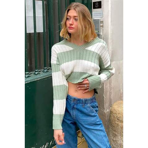 Women Oversize Green Sweater MG1441 - Yeşil