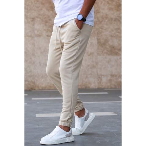 Madmext Men Plain Beige Sweatpants 5424 - Bej