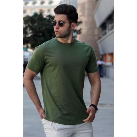 Madmext Men Khaki T-shirt 4951 - Haki