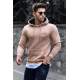 Madmext Men Printed Hoodie Camel Sweatshirt 4395 - Camel