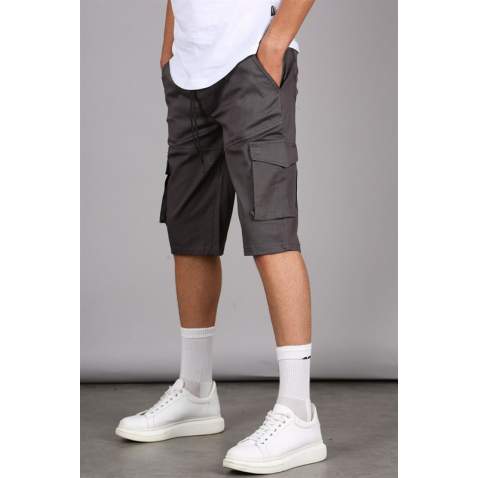 Smoke Gray Capri Shorts with Cargo Pockets 5473 - Füme